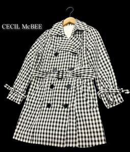 CECIL McBEE* Cecil McBee *(M) silver chewing gum check trench coat / white black 