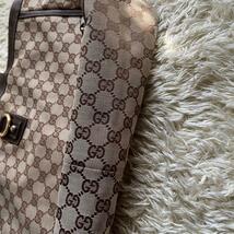 GUCCI グッチ アビー GGキャンバス ハンドバッグ トートバッグ キャンバス レザー ベージュ ダークブラウン_画像7