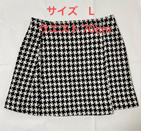 千鳥柄台形スカート サイズL ウエスト70cm