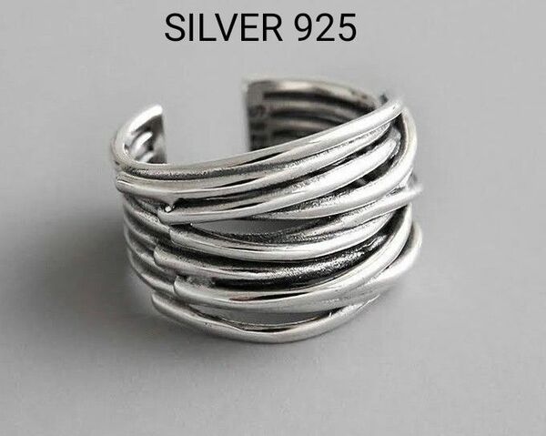 【多重 クロス リング】 SILVER925　メンズ　レディース　シルバー　ワイヤー　ミニ巾着袋&クロス付き　指輪　人気