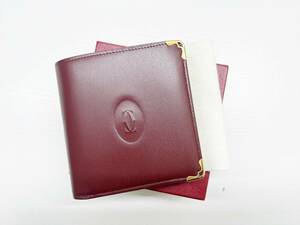 美品　Cartier　カルティエ　マスト　二つ折り財布　ボルドー　小銭入れあり　3215150