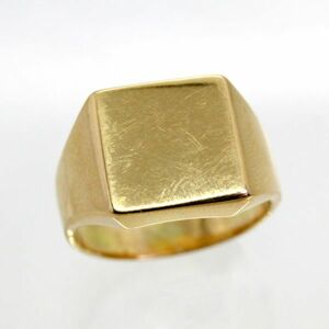 * used beautiful goods *18 gold 13.7g signet men's ring 14 number 