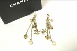 CHANEL シャネル アイコン チェーンピアス　香水瓶　パール　ハート