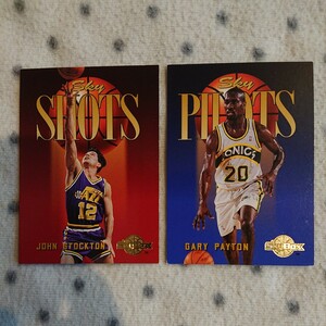 SkyBox 1995 2枚セット ☆ JOHN STOCKTON Sky SHOTS 、 GARY PAYTON Sky PILOTS ☆ NBA カード
