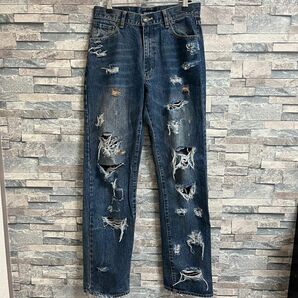 ダメージデニム　デストロイデニム　ビンテージ　ジーンズ　クラッシュ　y2k デニムパンツ ビンテージ DENIM