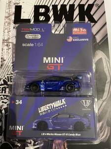 新品未開封 MINI GT LBWorks Nissan GT-R キャンディーブルー Candy Blue No.34 b