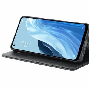 【新品】ストラップ付き 手帳型 OPPO Reno9 A / OPPO Reno7 A 共通 ケース ブラック 手帳 カバー スマホケース マグネット シンプルの画像3