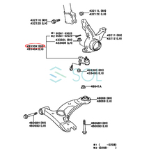 トヨタ セリカ(ZZT230 ZZT231) カローラ(AE100 AE101) フロント ロアアームボールジョイント 割ピン ナット付 左右セット 43330-19115_画像3