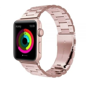 45/44/42mm Apple Watch ローズゴールド バンド 金属 ステンレス ベルト ビジネス 高級 スマート 腕時計 ベルト アップル ウォッチ ピンク