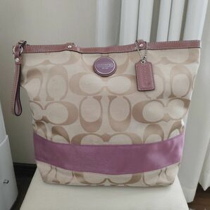 COACH　コーチ　トートバッグ　ベージュ×ピンク