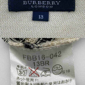 #63_0052 送料無料 【中古品】 [BURBERRY LONDON］ 半袖ニット 綿100% レディース 13サイズ クリームイエロー・黒・薄茶/バイアスチェックの画像9