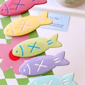 カラフル 魚 デザイン ヘアクリップ 5点セット 前髪用 クリップ 韓国雑貨 かわいい