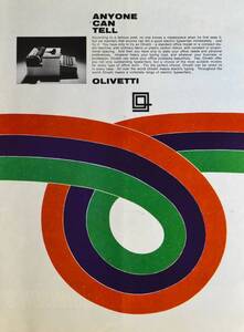 稀少！1966年オリベッティ・タイプライター広告/Olivetti/バウハウス/ポップアート/デザイン/T-2