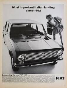 稀少！1960年代フィアット広告/Fiat 124/イタリア車/旧車/L
