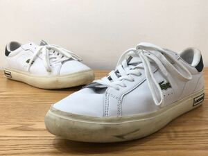 D3G047◆ ラコステ LACOSTE パワーコート 本革レザー ホワイト ダークグリーン スニーカー 26cm 0721 1 8MA