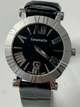 A3J001◆ ティファニー Tiffany &CO. アトラス ATLAS 黒色×シルバー色 レディース 腕時計 T10027968_画像1