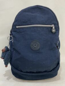 R3J096◆本物◆ キプリング Kipling ナイロン ネイビー色 ロゴ リュックサック デイパック