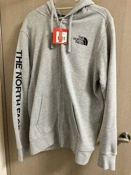 THE NORTH FACE ノースフェイス HALF DOME FZ HOODIE ハーフドーム 袖ロゴ パーカー 海外限定モデル　US限定　グレー　XL