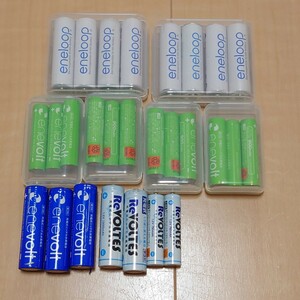 【送料185円】enevolt eneloop Revoltes 27本セット 単4電池 充電池 蓄電池 繰り返し 単3形 ジャンク品 大量 ケース付 エネループ 単4形