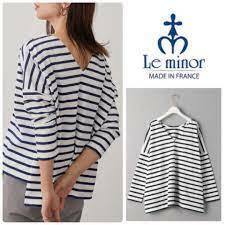 Le Minor Le Minor CLASSY publication Drop shoruta- back V neck border cut and sewn beautiful goods 