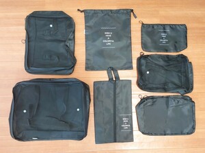 【新品】トラベルポーチ セット 7点セット 衣類収納袋 仕分け 整理 パッキング 旅行用 ブラック 黒