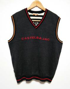 ほぼ未使用 CASTELBAJAC カステルバジャック ワッペン ボーダー ウールべスト ニットベスト スポーツベスト ゴルフベスト メンズ4