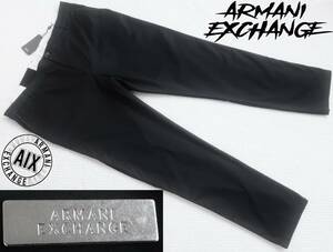 新品★アルマーニ★ブラック チノパン★快適な ストレッチ スリム コットン パンツ トラウザー 黒 W34R (L)★AX ARMANI☆157