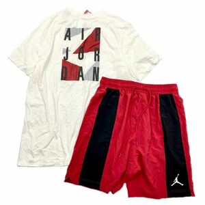 NIKEナイキ　ジョーダン　バックロゴTシャツ&ウーブンショーツ　AQ8029-102 CZ4774-687 白赤　2XL