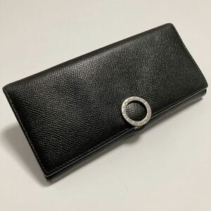 ★BVLGARI ブルガリ 二つ折り 長財布 ロゴクリップ 黒 中古【鑑定済み 本物保証】