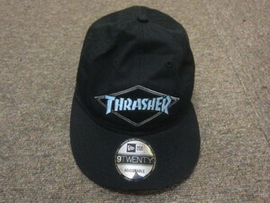 NEW ERA×THRASHER　ニューエラ×スラッシャー　キャップ　帽子　フリーサイズ　大人用　メンズ　黒　ロゴ刺繍ベースボールキャップ09230