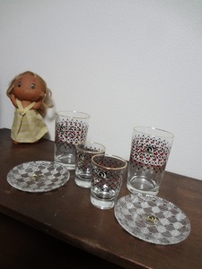 +++++ retro /no start rujik/ate rear / glass / shot glass / Nice cut . legume plate set / dead stock! +++++