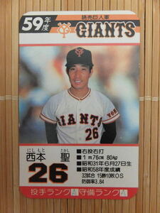 タカラ プロ野球カードゲーム 59年 読売巨人軍　西本 聖（1枚）