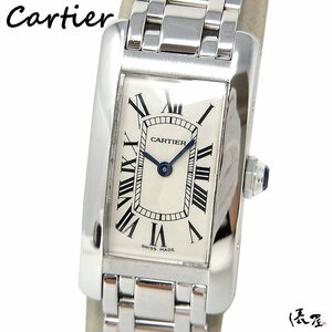 [ Cartier ] Tank American SM OH settled ultimate beautiful goods white gold lady's wristwatch Cartier Tank americaine. shop 