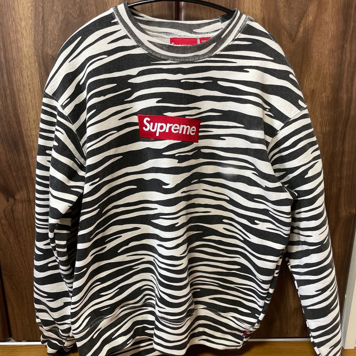 キムタク着 22FW Supreme Box Logo Crewneck Large Lサイズ Zebra