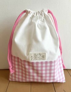  hand made. pouch ( lunch sack * glass sack * case ) color is pink 20×25