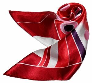 かわいいシルク調スカーフ　中判 60cm正方形スカーフリボン　事務服 企業制服スカーフ 人気柄スカーフ (NO.10000702）
