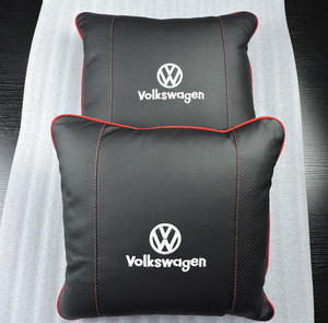 新品送料無料 2個セット クッション 38㎝*38㎝ 車用シートクッション フォルクスワーゲン VOLKSWAGEN 刺繍ロゴ ブラック