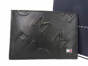 ■極美品■ TOMMY HILFIGER トミーヒルフィガー レザー パスケース カードケース 定期入れ カード入れ ブラック系 BF2680