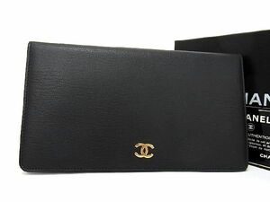 ■新品■未使用■ CHANEL シャネル ココマーク レザー 二つ折り 長財布 ウォレット 札入れ 小銭入れ レディース ブラック系 AR8692