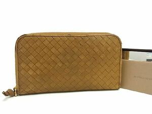 1円 BOTTEGA VENETA ボッテガヴェネタ イントレチャート レザー ラウンドファスナー 長財布 ウォレット ブラウン系 AR7647