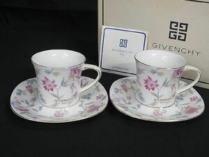 ■美品■ GIVENCHY ジバンシィ yamaka コラボ フラワー 花柄 カップ＆ソーサー 食器 ペア 2客セット ホワイト系 DD2950