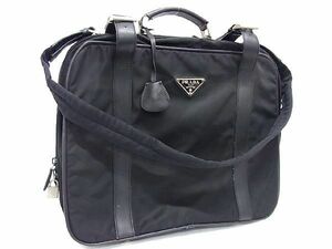 1円 PRADA プラダ テスートナイロン 2WAY ハンドバッグ ショルダー ガーメントケース スーツカバー ブラック系 AR8384