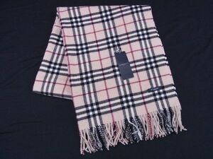 1円 ■新品同様■ BURBERRY バーバリー ノバチェック 羊毛95%×カシミヤ5％ フリンジ 大判 ストール マフラー レディース ブラウン系AQ6165