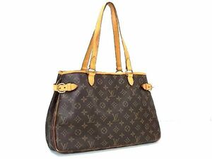 1円 LOUIS VUITTON ルイヴィトン M51154 モノグラム バティニョール オリゾンタル トートバッグ ショルダー 肩掛け ブラウン系 AR9520