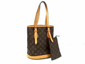 1円 ■美品■ LOUIS VUITTON ルイヴィトン M42238 モノグラム バケットPM プチバケット バケツ型 トートバッグ ブラウン系 AR9503