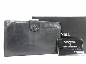 1円 CHANEL シャネル ココマーク ラムスキン 二つ折り 長財布 ウォレット 小銭入れ 札入れ レディース ブラック系 AR9313