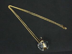 1円 ■極美品■ SWAROVSKI スワロフスキー てんとう虫 レディバグ ネックレス ペンダント アクセサリー ゴールド系 AQ8538