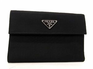 1円 ■美品■ PRADA プラダ テスートナイロン 三つ折り 財布 ウォレット 札入れ 小銭入れ カード入れ レディース ブラック系 AP9396