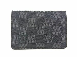 1円 LOUIS VUITTON ルイヴィトン N63075 ダミエグラフィット オーガナイザー ドゥ ポッシュ カードケース 名刺入れ ブラック系 AQ9017