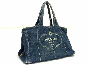 1円 PRADA プラダ カナパ デニム ハンドバッグ トートバッグ ショルダーバッグ 肩掛けかばん レディース ブルー系 AP9318